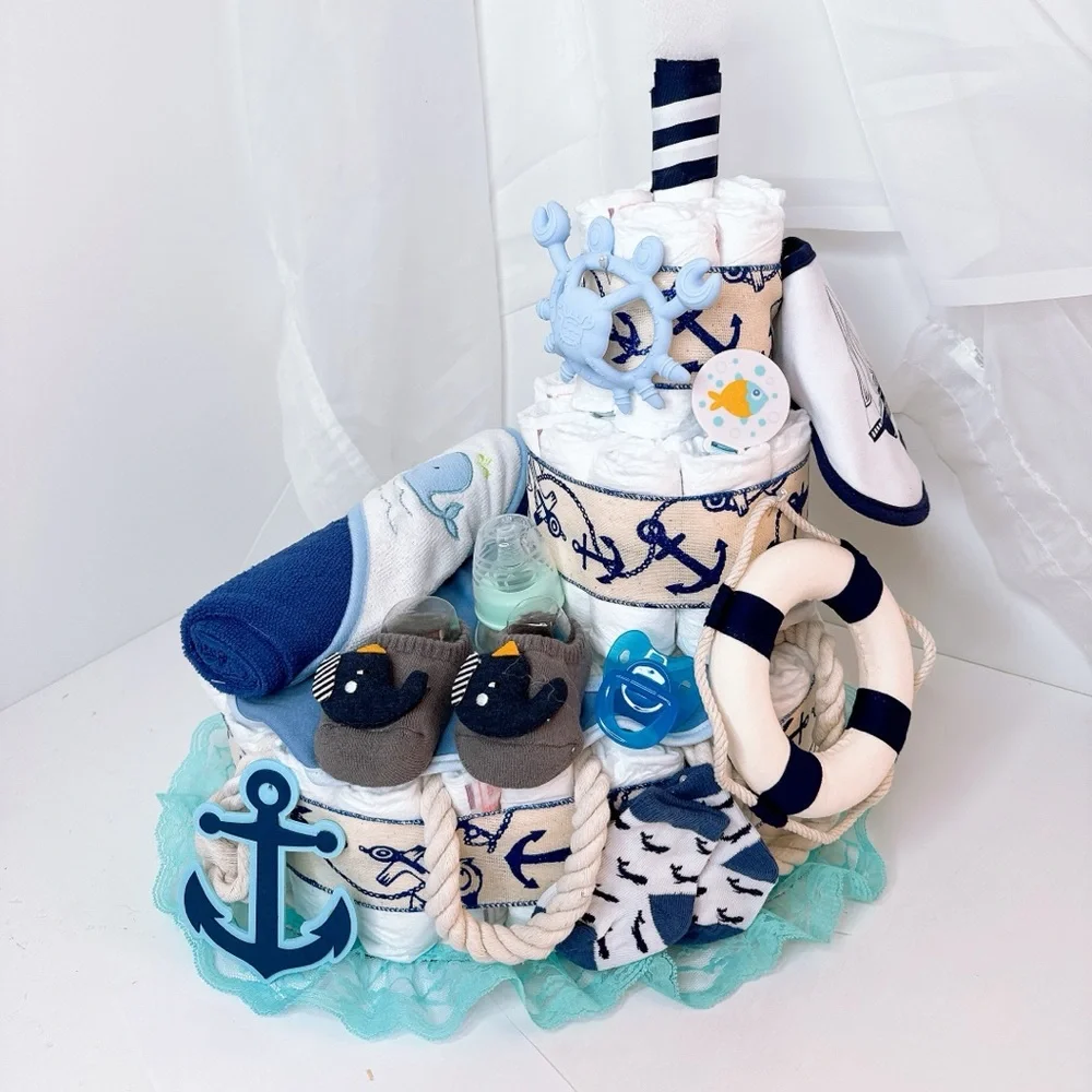 Ship Diaper Cake, Nautical Baby Shower